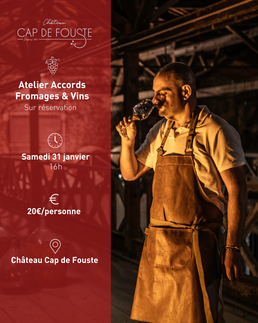 Atelier Accords Fromages & Vins 🍷 1 - CAP DE FOUSTE Post Instagram - CAP DE FOUSTE